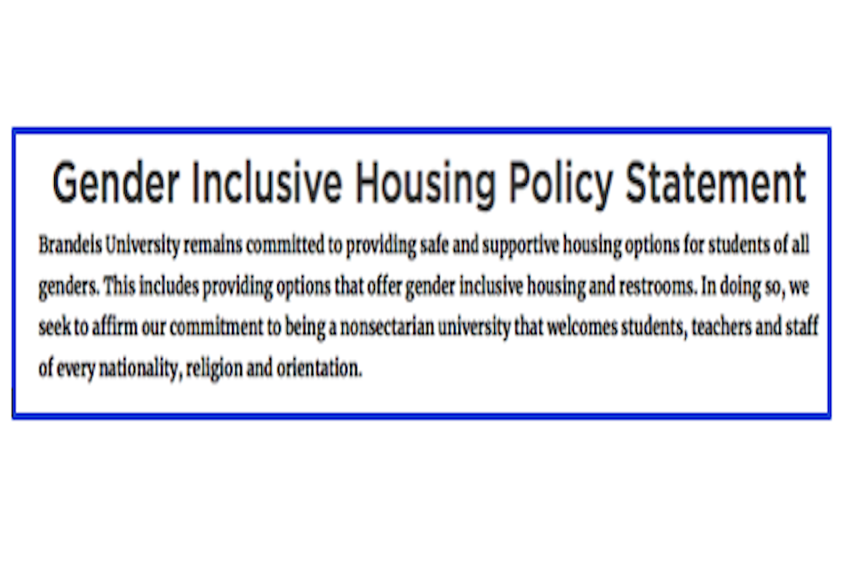 An image of the Gender Inclusive Housing Policy Statement published by the Department of Residence Living.
