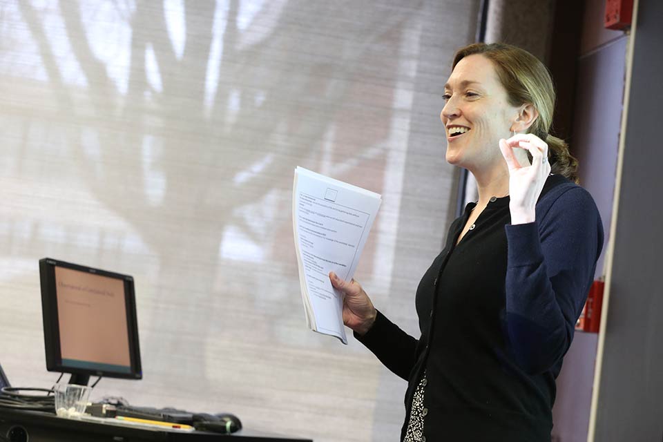 Jill Greenlee speaking to a class