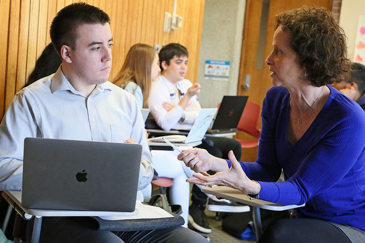 The Research Help Desk in the Library Info Commons.