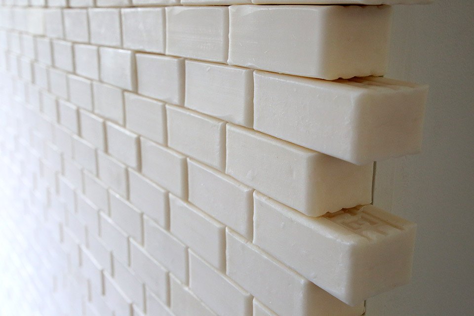 Bars of soap stacked like bricks