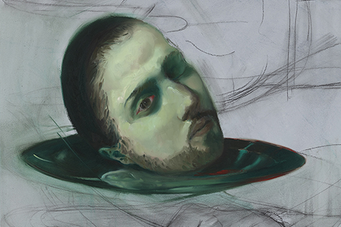 man's head on a platter