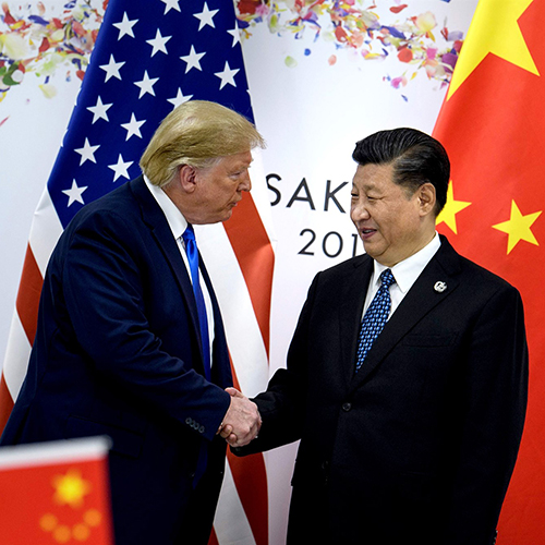 President Trump and President Xi shaking hands.