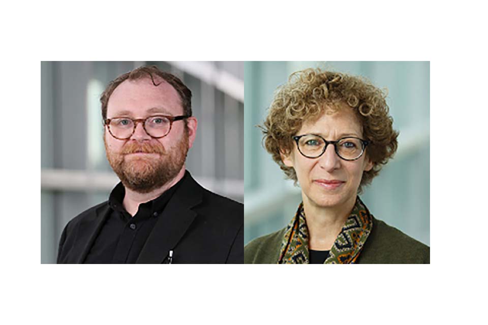 Headshots of Bradford Garvey (left) and Amy Singer