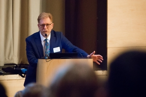 dean eric chasalow addresses students at orientation