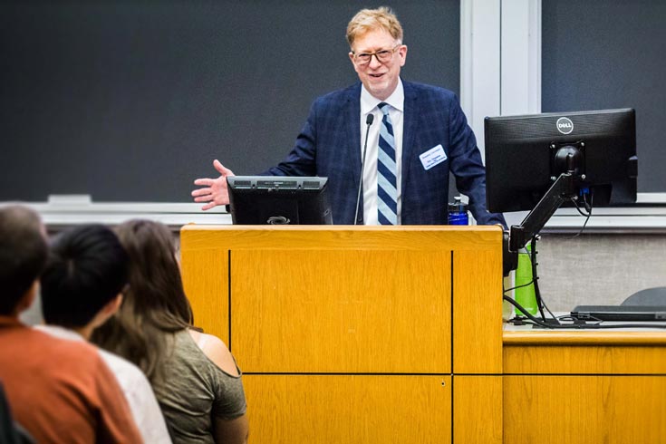 Eric Chasalow speaking to new students