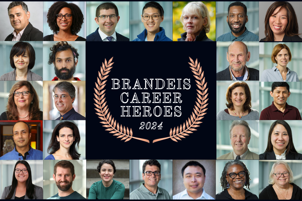 Photo collage of Brandeis staff and faculty.