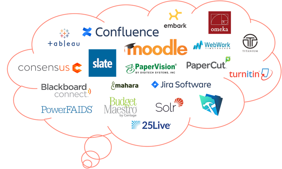 Cloud with colorful tool symbols