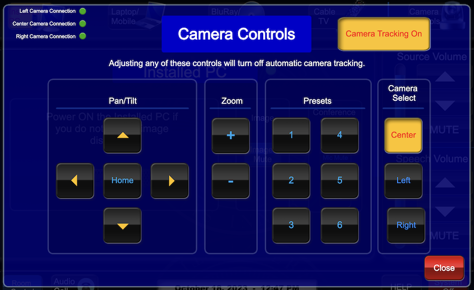 Camera controls page