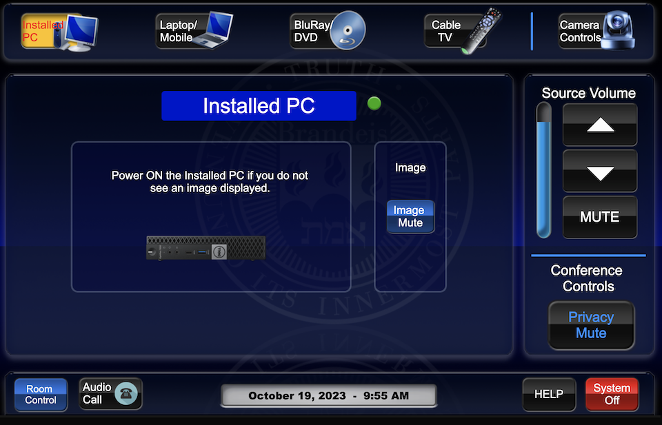 Installed PC page on touchpanel