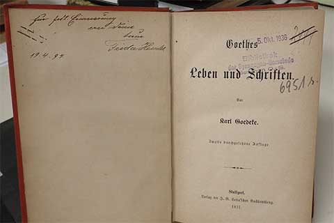 Title page with handwritten accession numbers and note.
