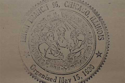 Faintly-inked round stamp