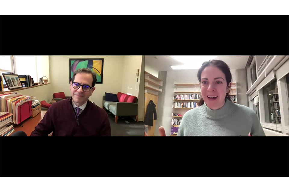 Zoom video split screen with Anastasia Badder and Jon Levisohn