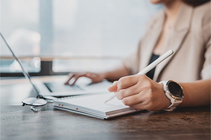 A person working at a desk.