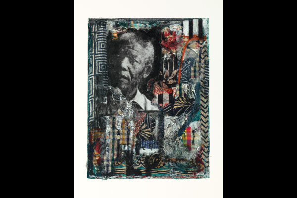 Portrait of Nelson Mandela with different fabrics
